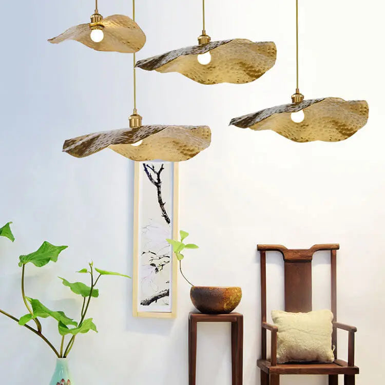 Modern Golden Bronze Color Lotus Leaf Shape 1-light Pendant Light Lumendat