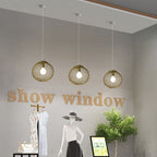 Industrial Golden Iron Mesh 1-light Globe Pendant Light BulbSquare