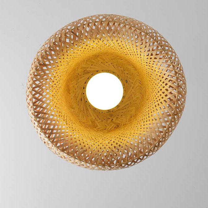Rattan 1-light Single Dome Shaped Pendant Light BulbSquare