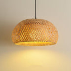 Rattan 1-light Single Dome Shaped Pendant Light BulbSquare