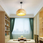 Rattan 1-light Single Dome Shaped Pendant Light BulbSquare