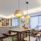 Rattan 1-light Single Dome Shaped Pendant Light BulbSquare