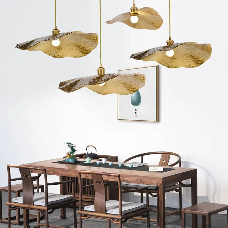 Modern Golden Bronze Color Lotus Leaf Shape 1-light Pendant Light Lumendat