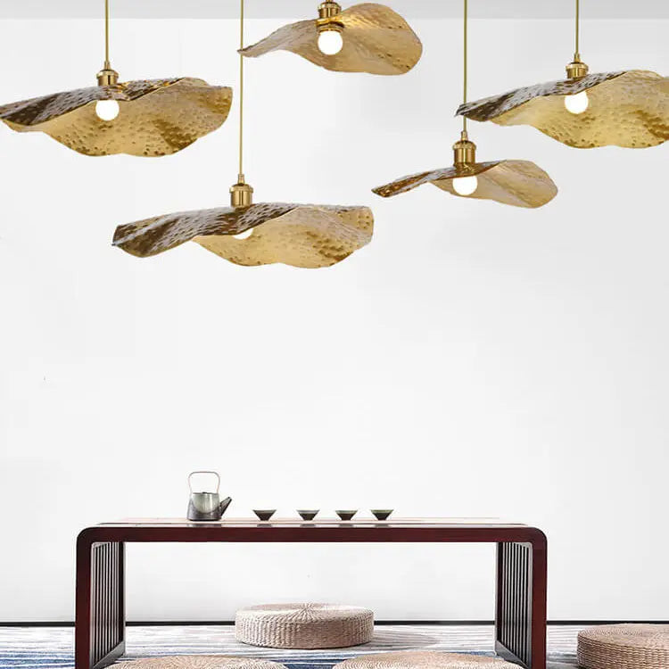 Modern Golden Bronze Color Lotus Leaf Shape 1-light Pendant Light Lumendat
