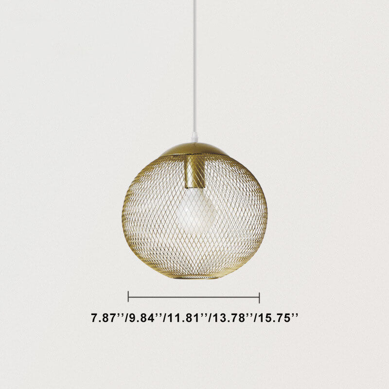 Industrial Golden Iron Mesh 1-light Globe Pendant Light BulbSquare