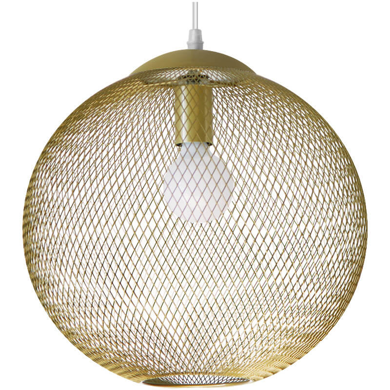 Industrial Golden Iron Mesh 1-light Globe Pendant Light BulbSquare