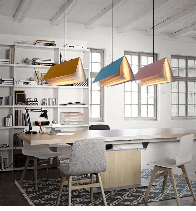 Flying Book 1-light Metal Pvc Book Shade Pendant Light Lumendat