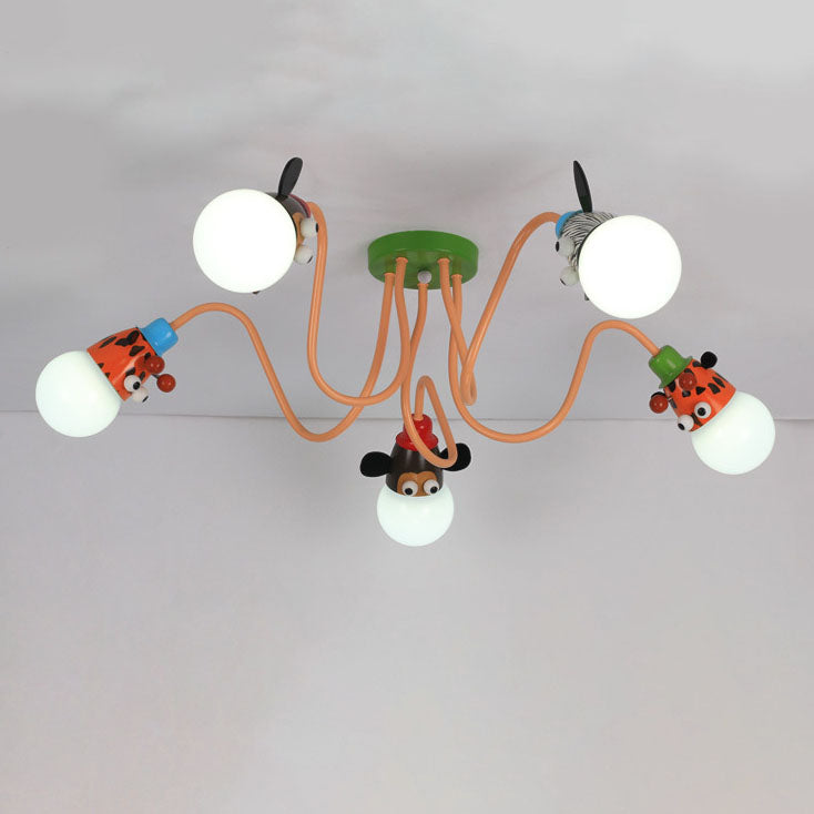 Lumendat Cartoon Creative Animal Light Head 3/4/5 Light Kids Semi-Flush Mount Ceiling Light Lumendat