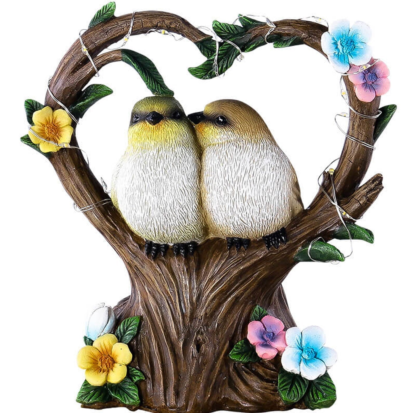 Creative Garden Solar Night Light Heart-shaped Resin Bird Outdoor LED Ornament Light Lumendat