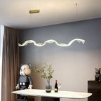Contemporary Luxury Acrylic Corrugated Fluttering Tape Metal LED Island Light Pendant Light for Living Room BulbSquare
