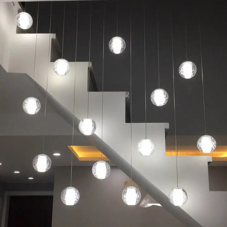 Modern Luxury Staircase Crystal Orb Ball Shade LED Loft Chandelier Lumendat