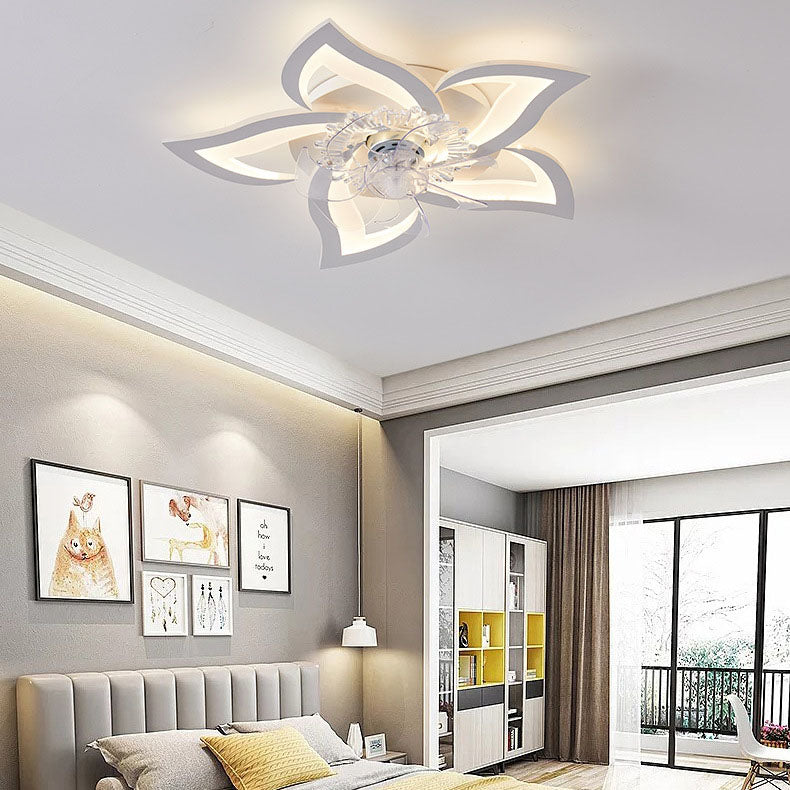 Scandinavian Modern Luxury Flower Iron Acrylic Plastic LED Flush Mount Ceiling Fan Light Lumendat