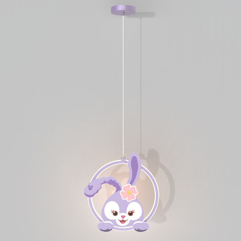 Lumendat Contemporary Creative Kids Iron Aluminum Acrylic Circle StellaLou Rabbit LED Pendant Light For Bedroom Lumendat