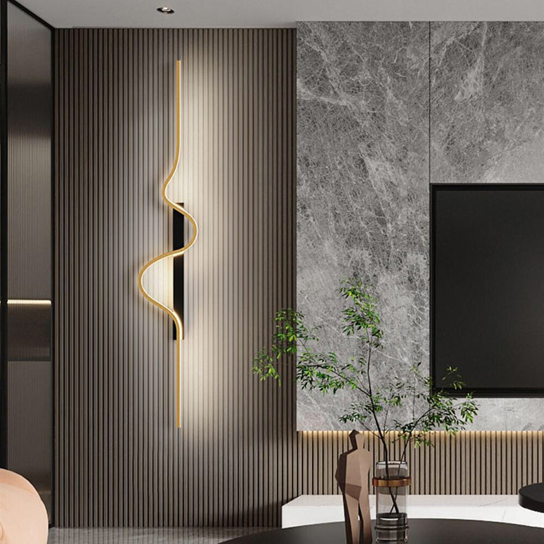 Modern Minimalist Aluminum Corrugated Strip Iron Frame LED Wall Sconce Lamp For Bedroom Lumendat