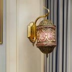 Southeast Asian Style Hollow Iron Pink 1-Light Wall Sconce Lamp Lumendat