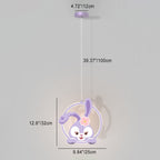 Lumendat Contemporary Creative Kids Iron Aluminum Acrylic Circle StellaLou Rabbit LED Pendant Light For Bedroom Lumendat