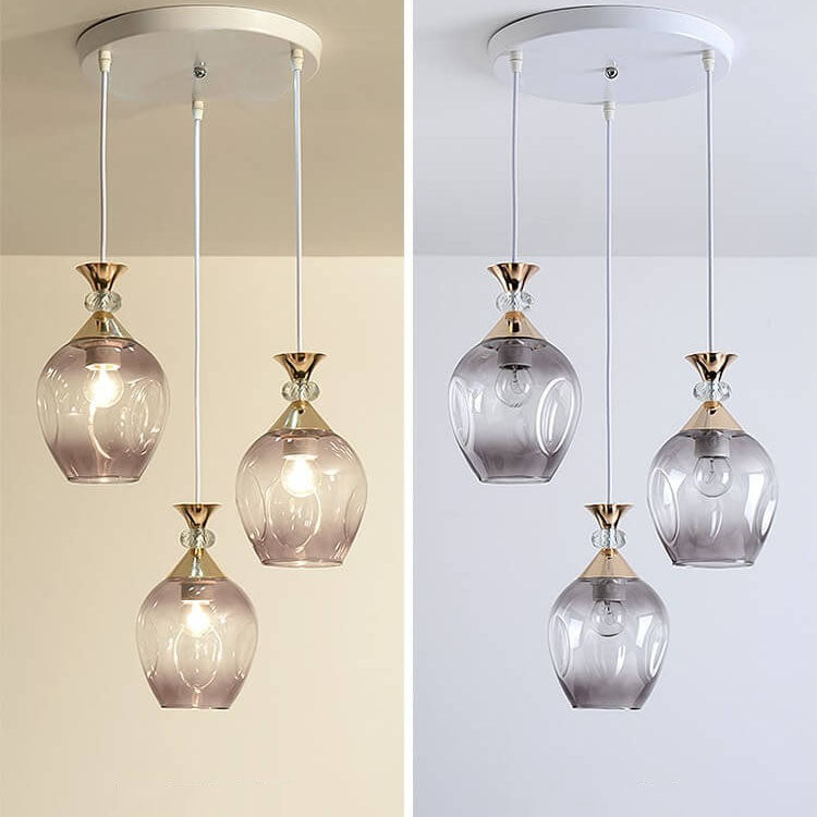 Contemporary Nordic Gradient Glass Metal Orb 1/3 Light Island Light Chandelier for Living Room