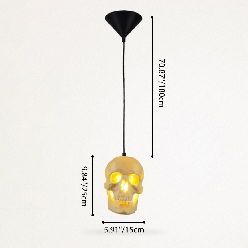 Contemporary Creative Skull Resin Iron 1-Light Halloween Pendant Light For Living Room