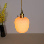 Nordic Japanese Ceramic Brass Oval 1-light Pendant Light BulbSquare