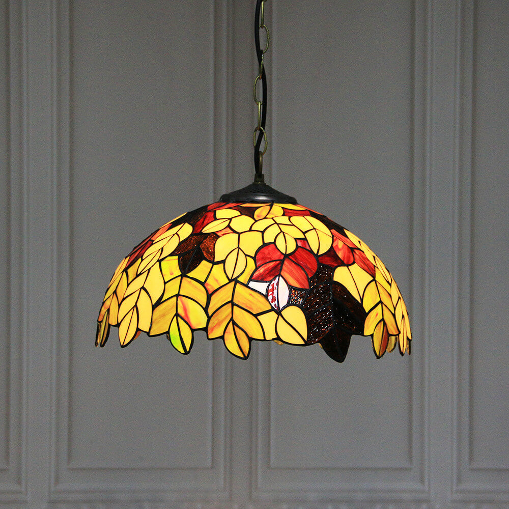 Tiffany Rustic Stained Glass Dome 1-Light Pendant Light