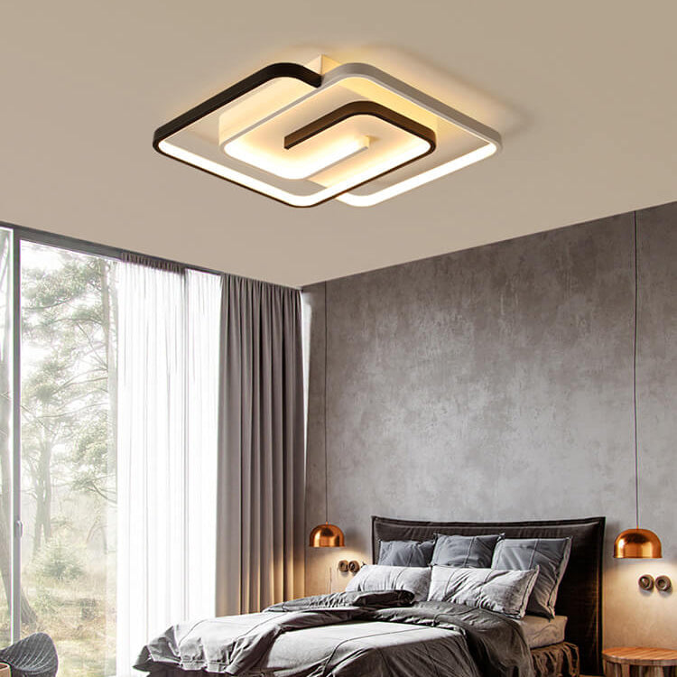 Modern Creative Square Ring Aluminum LED Semi-Flush Mount Ceiling Light Lumendat
