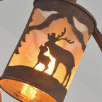 Traditional Vintage Round Trapezoidal Animal Iron 1-light Pendant Light for Living Room BulbSquare