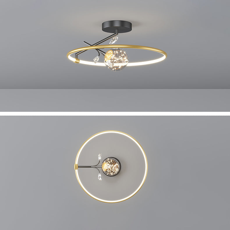 Modern Art Deco Iron Geometrical Ring Star LED Pendant Light for Living Room