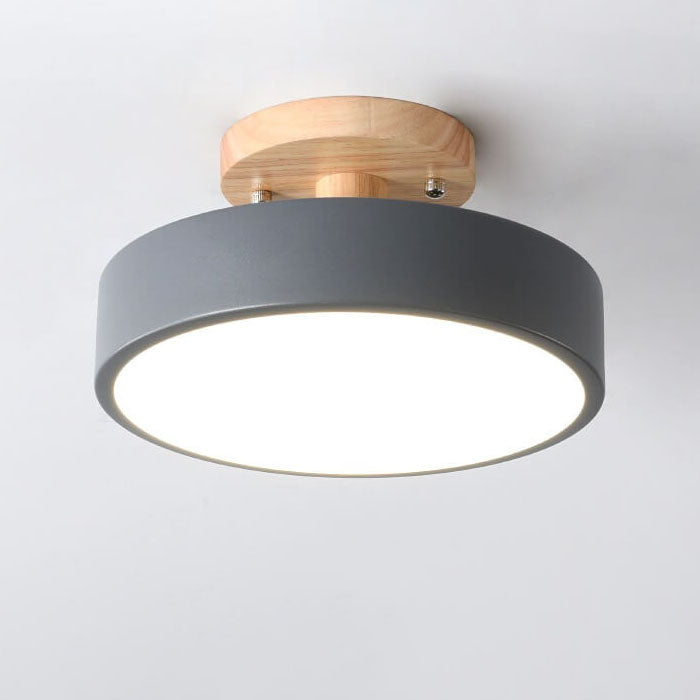 Nordic Log Round LED Semi-flush Mount Ceiling Light