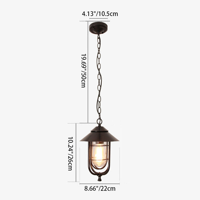 Industrial Vintage Aluminum Cage Glass 1-light Outdoor Waterproof Pendant Light