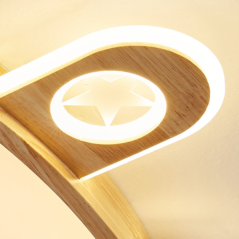 Lumendat Contemporary Creative Woodgrain Cartoon Animal Bee Aircraft Acrylic LED Kids Flush Mount Ceiling Light For Living Room Lumendat