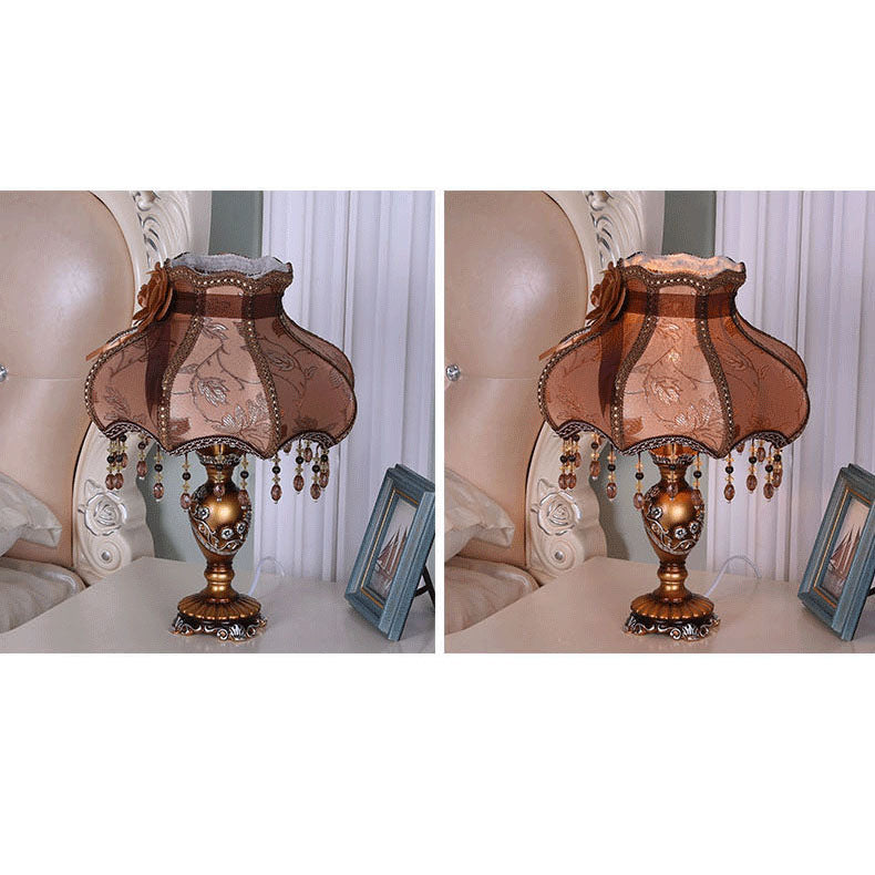 European Luxury Fabric Lace Resin 1-Light Table Lamp Lumendat