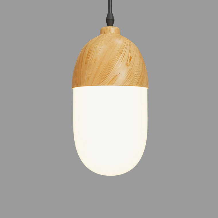 Japanese Wood Grain Round Oval Iron 1-light Pendant Light BulbSquare