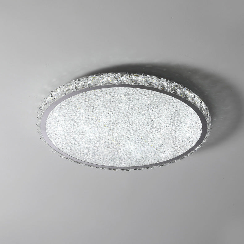 Modern Luxury Stainless Steel Crystal Round Square Rectangular LED Flush Mount Ceiling Light For Living Room Lumendat