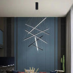 Nordic Light Luxury Iron Aluminum Geometric Line Combination LED Chandelier Lumendat