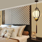 Traditional Chinese Luxury Wrought Iron Fabric 1-Light Pendant Light For Living Room Lumendat