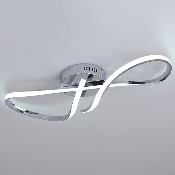 Modern Minimalist Spiral Twisted Aluminum Silicone LED Semi-flush Mount Ceiling Light for Bedroom