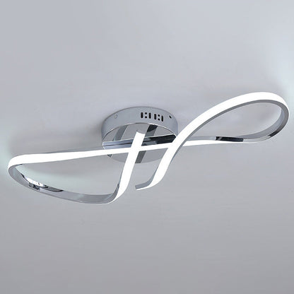 Modern Minimalist Spiral Twisted Aluminum Silicone LED Semi-flush Mount Ceiling Light for Bedroom