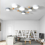 Scandinavian Minimalist Solid Wood Iron LED Flush Mount Lighting BulbSquare
