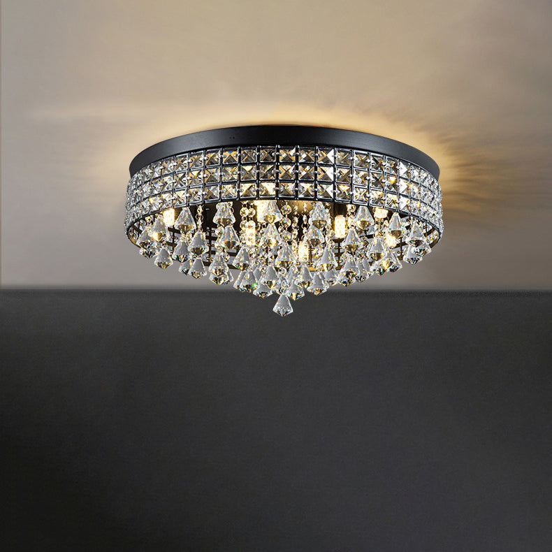 Modern Luxury Round Iron Crystal Beads 6/9-Light Flush Mount Ceiling Light For Living Room Lumendat