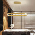 Modern Minimalist Light Luxury Oval Aluminum LED Chandelier BulbSquare