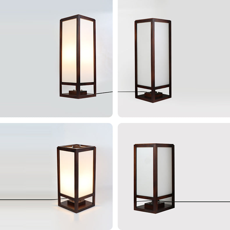 Traditional Chinese Rectangular Parchment Wood 1-Light Standing Floor Lamp For Entertainment Rooms Lumendat