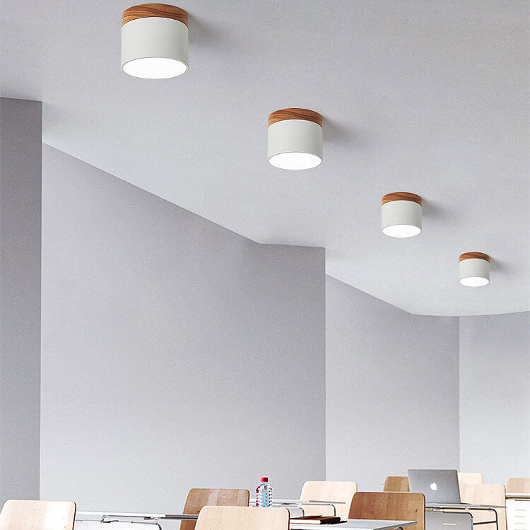 Scandinavian Macaroon Solid Color Log LED Flush Mount Ceiling Light BulbSquare