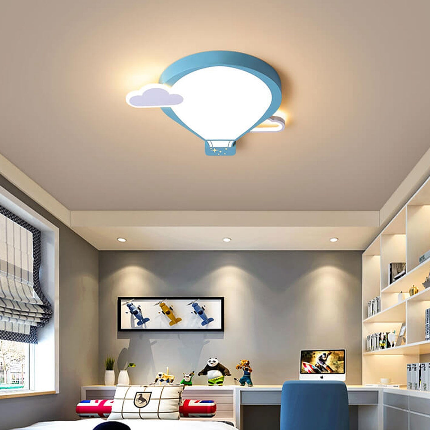 Lumendat Cartoon Hot Air Balloon Kid LED Flush Mount Ceiling Light Lumendat