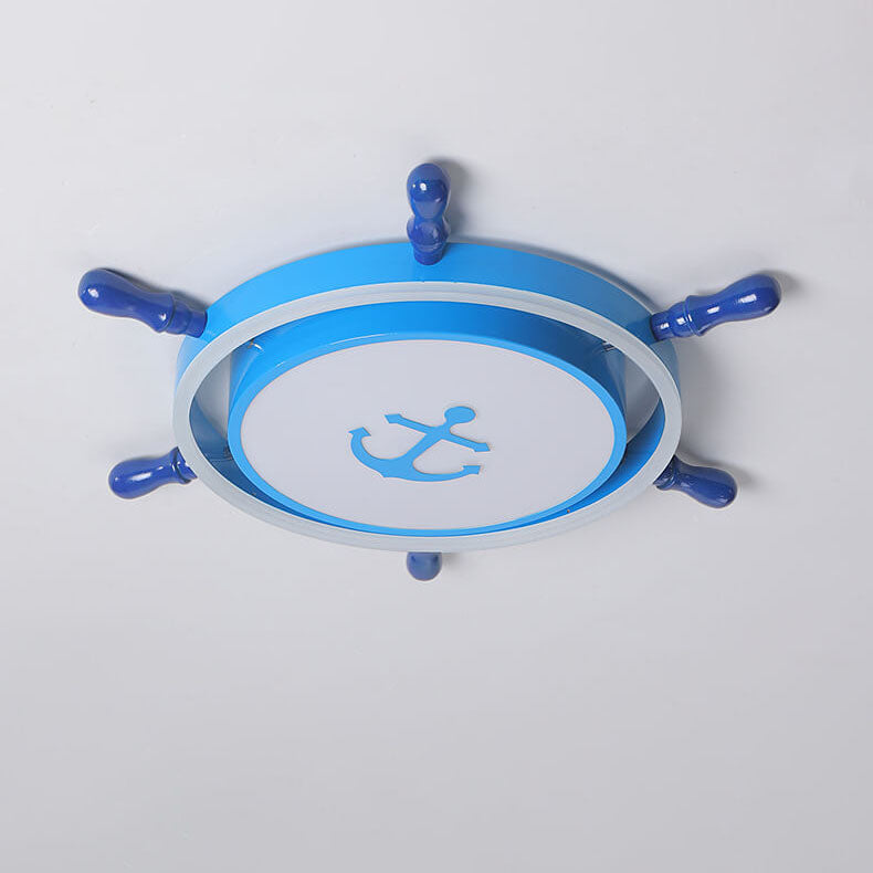 Lumendat Modern Children's Pirate Ship Rudder Iron Acrylic LED Flush Mount Ceiling Light Lumendat