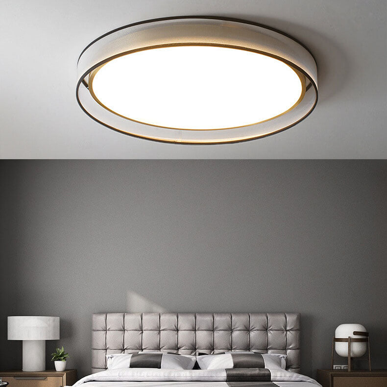 Nordic Luxury Round Fabric Brass Acrylic LED Flush Mount Ceiling Light BulbSquare