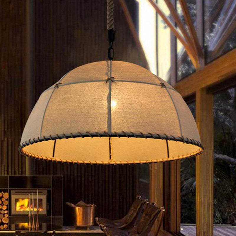 Traditional Rustic Fabric Semicircle Lampshade 1-light Pendant Light for Dining Room
