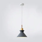 Contemporary Nordic Oak Wood Iron Bell Cone Dome 1-light Pendant Light for Living Room Lumendat