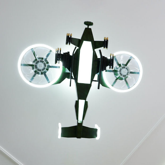Lumendat Modern Children's Helicopter Hardware Acrylic LED Semi-Flush Mount Ceiling Fan Light Lumendat
