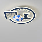 Contemporary Creative Kids Round Basketball Football Iron Acrylic LED Flush Mount Ceiling Light For Bedroom