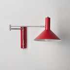 Modern Minimalist Round Tapered Iron 1-Light Retractable Wall Sconce Lamp For Bedroom Lumendat